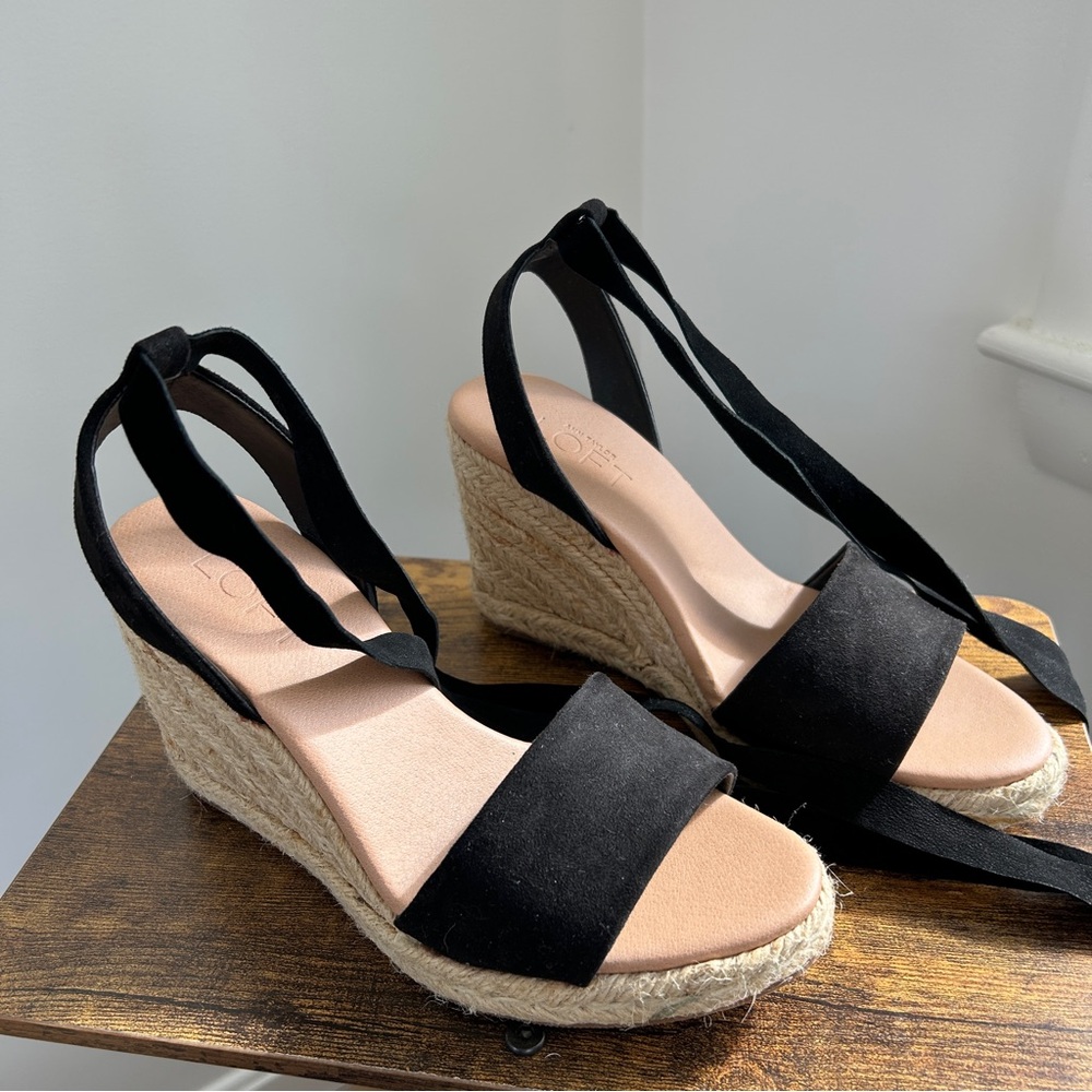 LOFT Ankle Tie Wedge Espadrilles- womens 6.5